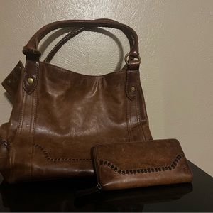 FRYE purse and matching wallet cognac